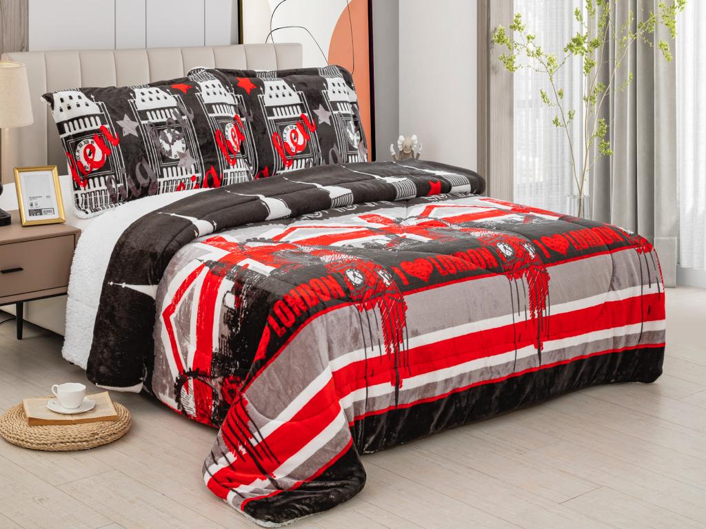 3 Piece Sherpa Fleece Blanket Set