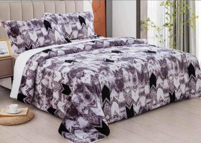 3 Piece Sherpa Fleece Blanket Set