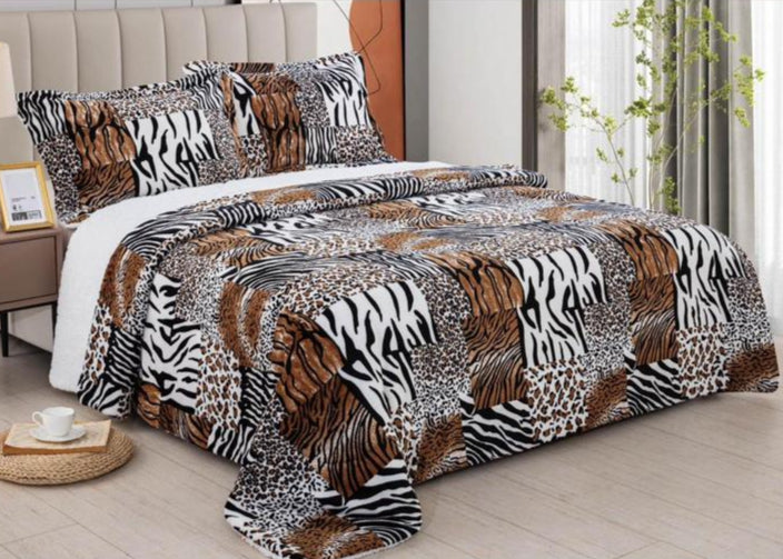 3 Piece Sherpa Fleece Blanket Set
