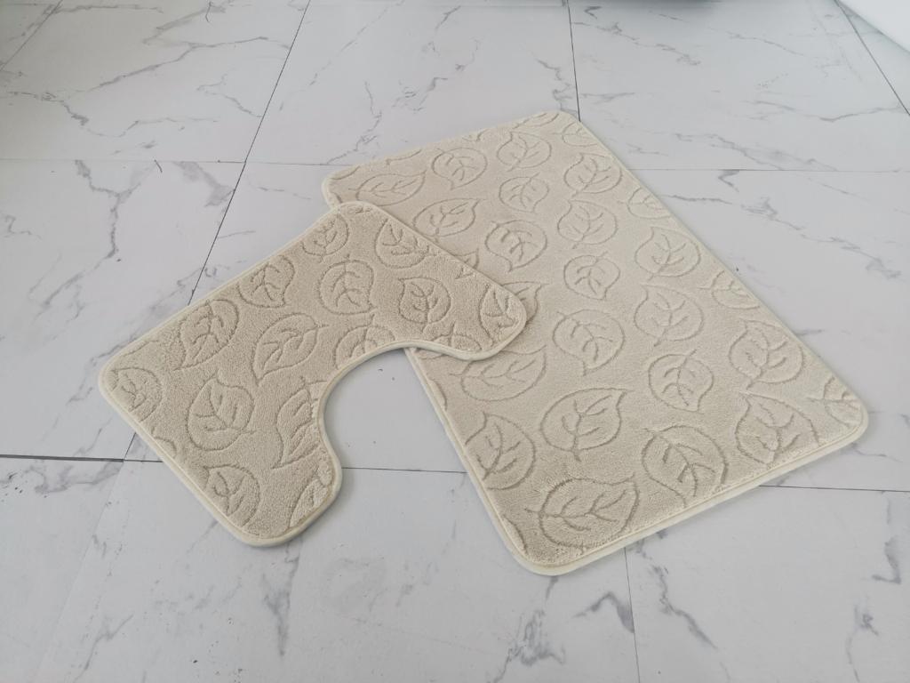 2Pcs Leaf Print Style Bath Mat