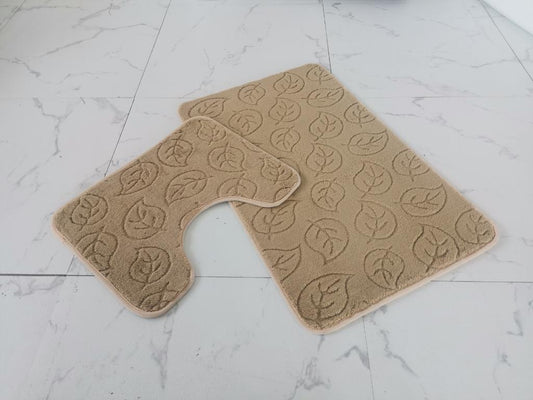 2Pcs Leaf Print Style Bath Mat