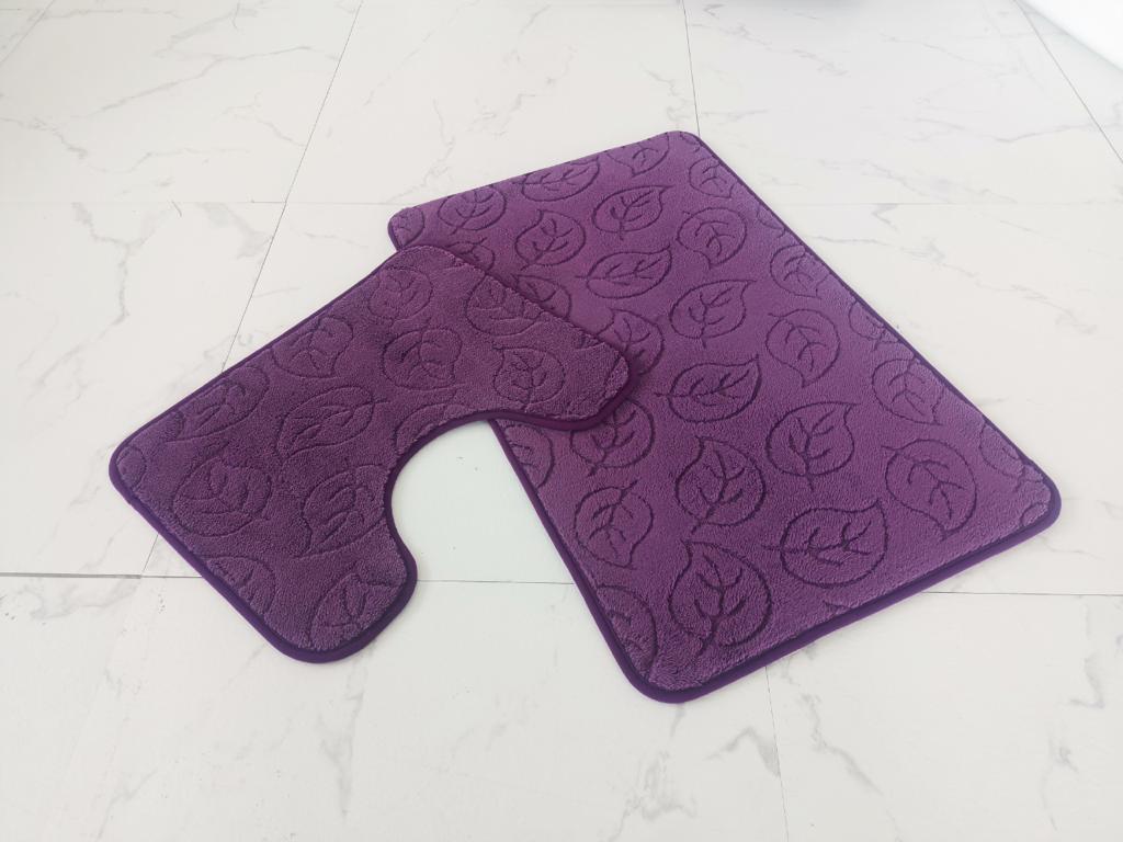 2Pcs Leaf Print Style Bath Mat