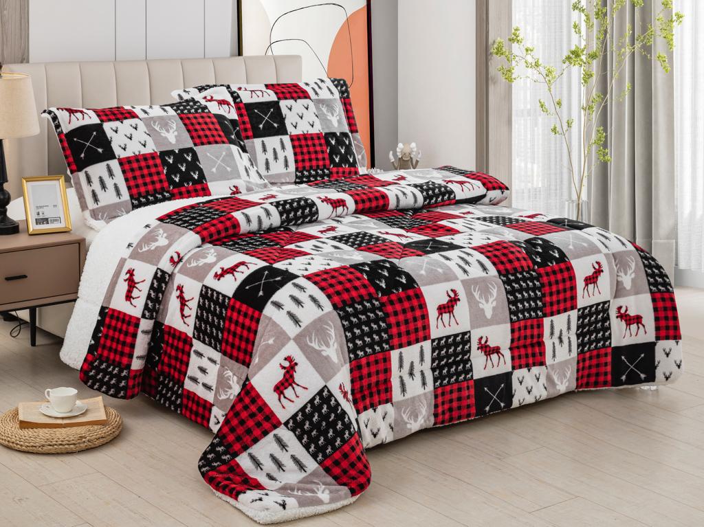 3 Piece Sherpa Fleece Blanket Set