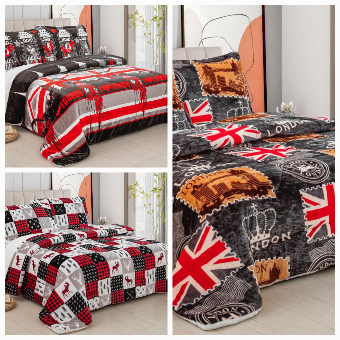 3 Piece Sherpa Fleece Blanket Set