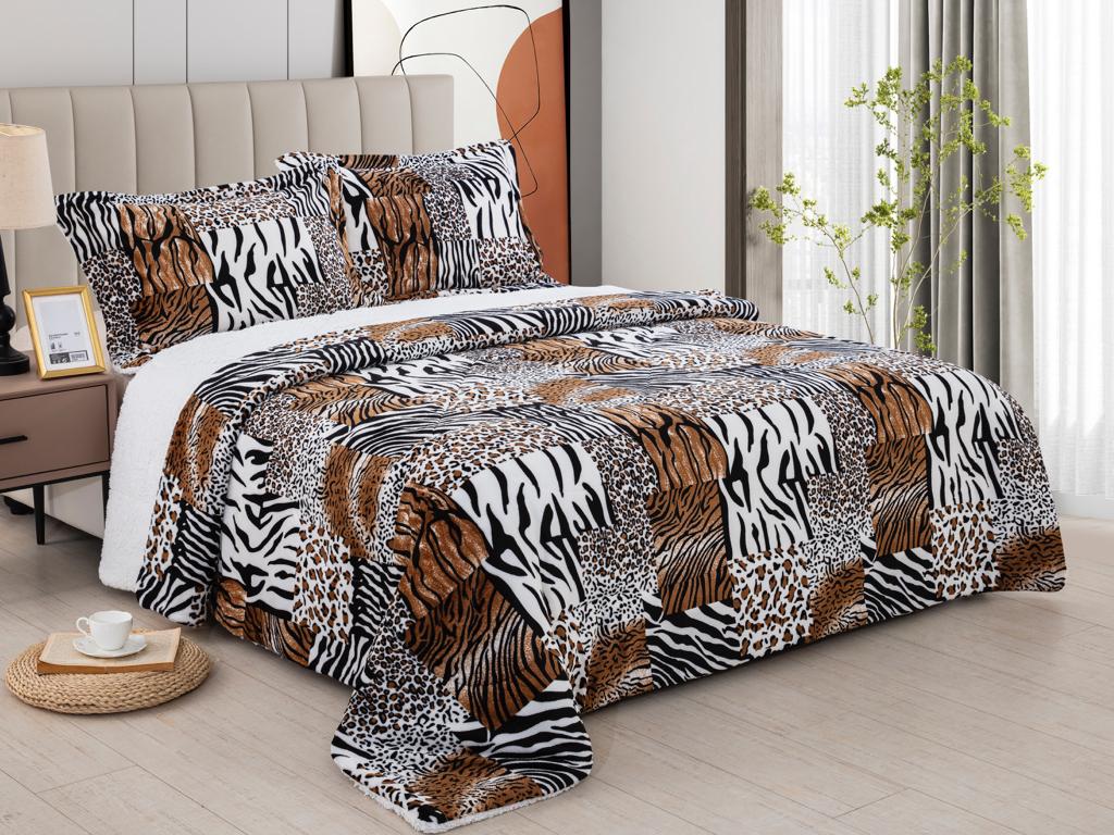3 Piece Sherpa Fleece Blanket Set