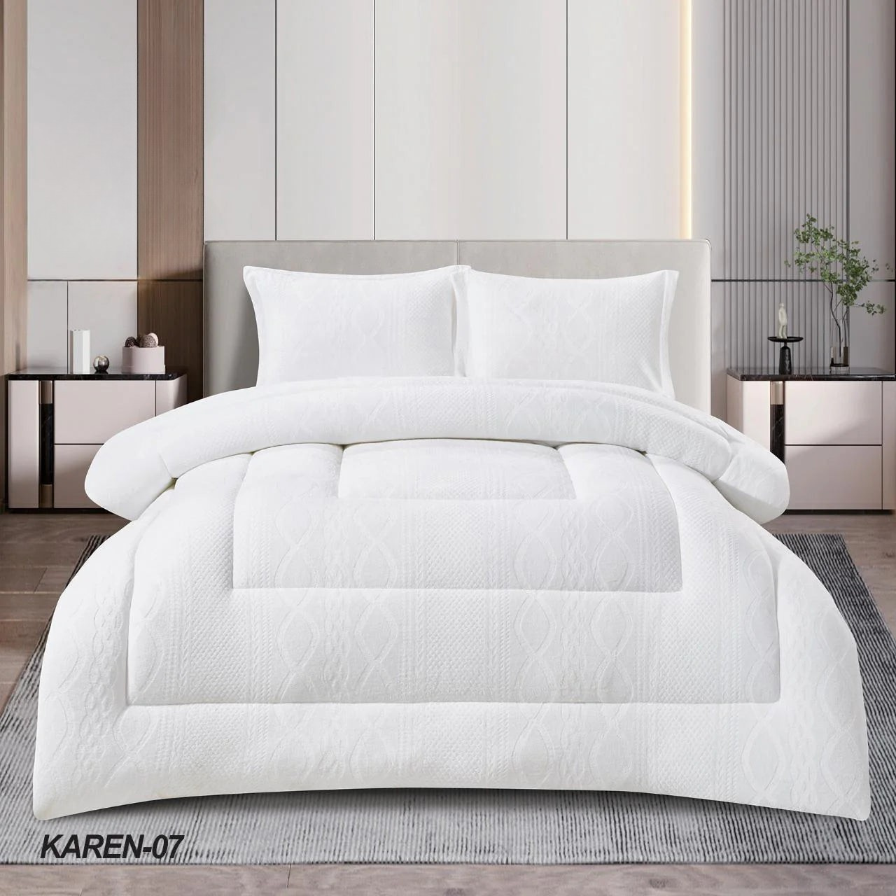 Karen Velvet 3 PCs Bedspread Quilted Comforter Bed Set