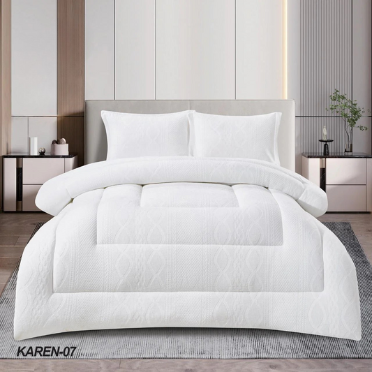 Karen Velvet 3 PCs Bedspread Quilted Comforter Bed Set